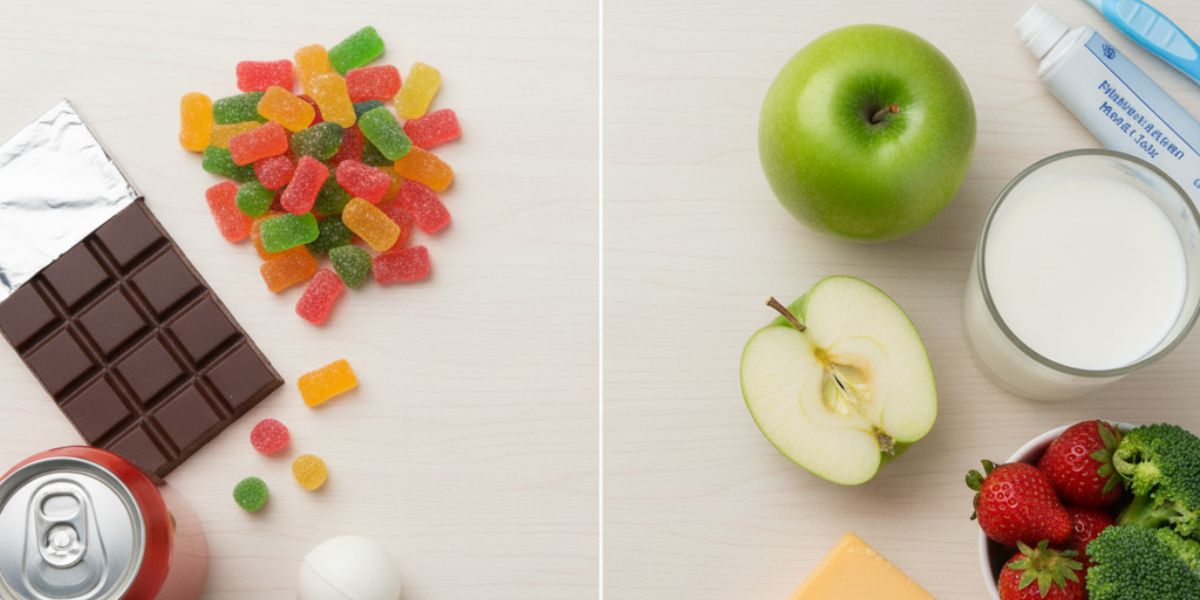 Alimentos que dañan y protegen los dientes en niños